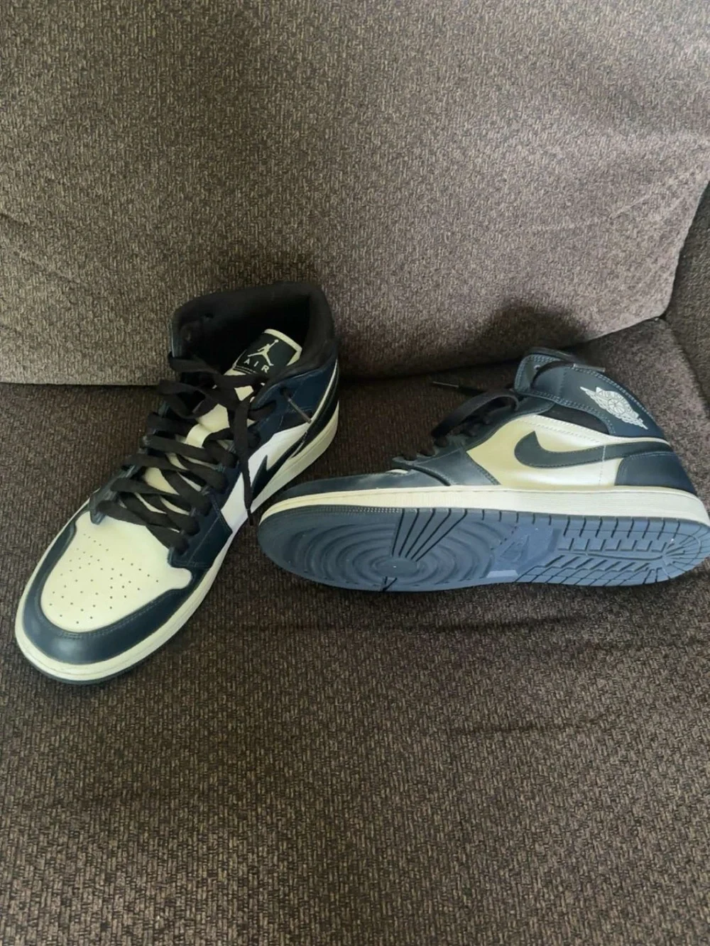 Jordan 1 Mid Armory Navy Sneakers - Navy & White.